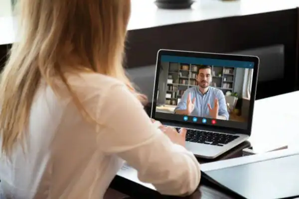image of woman attending online mediation Dorset speak to our team today!